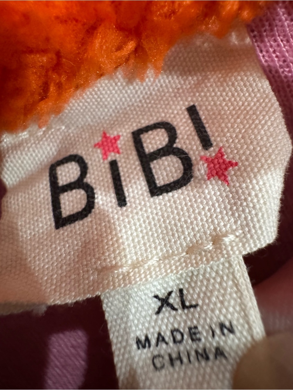 BiBi Orange and Pink Sherpa Pullover - Picture 3 of 5